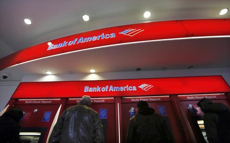 Customers use ATMs at a Bank of America banking center in New York's financial district January 17, 2013. REUTERS/Brendan McDermid Customers use ATMs at a Bank of America banking center in New York's financial district January 17, 2013. REUTERS/Brendan McDermid