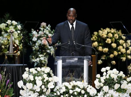 Former Lakers center Shaquille O'Neal speaks at a memorial service for the late Los Angeles Lakers owner Jerry Buss in Los Angeles, February Former Lakers center Shaquille O'Neal speaks at a memorial service for the late Los Angeles Lakers owner Jerry Buss in Los Angeles, February