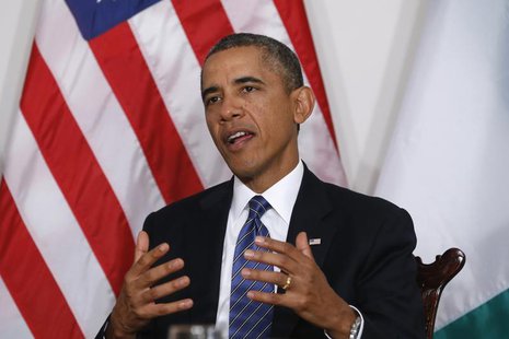 U.S. President Barack Obama speaks during his meeting with Nigeria's President Goodluck Jonathan in New York September 23, 2013. REUTERS/Kev U.S. President Barack Obama speaks during his meeting with Nigeria's President Goodluck Jonathan in New York September 23, 2013. REUTERS/Kev