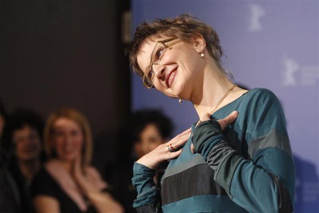 Director Jasmila Zbanic poses during a photocall to promote the movie "Na Putu" (On the Path) at the Berlinale International Film Festival i Director Jasmila Zbanic poses during a photocall to promote the movie "Na Putu" (On the Path) at the Berlinale International Film Festival i