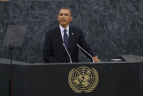 U.S. President Barack Obama addresses the 68th United Nations General Assembly at UN headquarters in New York, September 24, 2013. REUTERS/M U.S. President Barack Obama addresses the 68th United Nations General Assembly at UN headquarters in New York, September 24, 2013. REUTERS/M