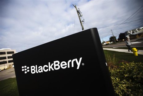 A man walks by a Blackberry sign at the Blackberry campus in Waterloo, September 23, 2013. REUTERS/Mark Blinch A man walks by a Blackberry sign at the Blackberry campus in Waterloo, September 23, 2013. REUTERS/Mark Blinch