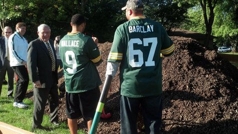 Green Bay Packers players help build a playground at Braisher Park in De Pere on September 24, 2013. (Photo by: WTAQ Reporter Jeff Flynt). Green Bay Packers players help build a playground at Braisher Park in De Pere on September 24, 2013. (Photo by: WTAQ Reporter Jeff Flynt).