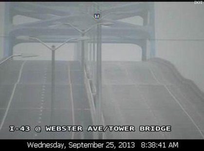 A shot of a dip on the east side of the Leo Frigo Bridge in Green Bay from a Wisconsin Department of Transportation traffic camera, Sept. 25, 2013. (Photo by: Wisconsin DOT). A shot of a dip on the east side of the Leo Frigo Bridge in Green Bay from a Wisconsin Department of Transportation traffic camera, Sept. 25, 2013. (Photo by: Wisconsin DOT).