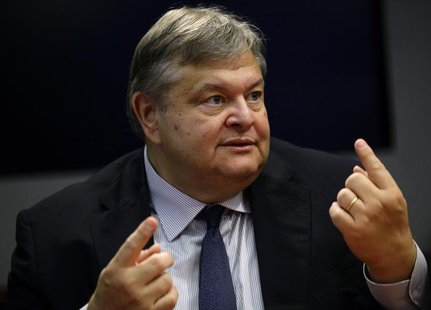 Evangelos Venizelos, Minister for Foreign Affairs of Greece, talks during an editorial board meeting at the Reuters Headquarters during the Evangelos Venizelos, Minister for Foreign Affairs of Greece, talks during an editorial board meeting at the Reuters Headquarters during the