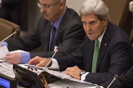Secretary of State John Kerry speaks during a meeting of the Ad Hoc Committee for the coordination mechanism for development assistance to t Secretary of State John Kerry speaks during a meeting of the Ad Hoc Committee for the coordination mechanism for development assistance to t