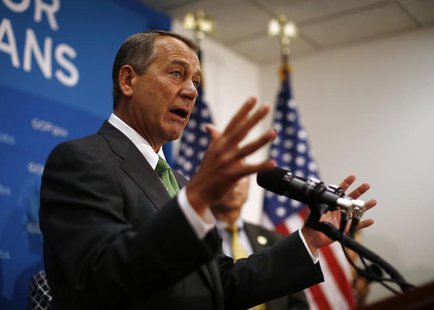 U.S. House Speaker John Boehner (R-OH) speaks to the press after a House Republican meeting on Capitol Hill in Washington September 26, 2013 U.S. House Speaker John Boehner (R-OH) speaks to the press after a House Republican meeting on Capitol Hill in Washington September 26, 2013