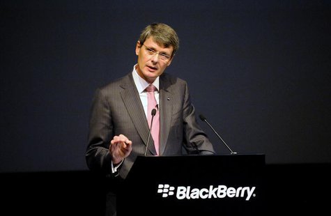 BlackBerry Chief Executive Thorsten Heins speaks at the company's annual meeting in Waterloo, Ontario July 9, 2013. REUTERS/Jon Blacker BlackBerry Chief Executive Thorsten Heins speaks at the company's annual meeting in Waterloo, Ontario July 9, 2013. REUTERS/Jon Blacker