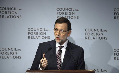 Spain's Prime Minister Mariano Rajoy speaks at the Council of Foreign Relations during the United Nations General Assembly in New York Septe Spain's Prime Minister Mariano Rajoy speaks at the Council of Foreign Relations during the United Nations General Assembly in New York Septe