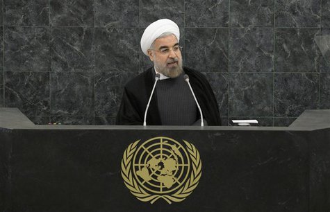 Iranian President Hassan Rouhani addresses a High-Level Meeting on Nuclear Disarmament during the 68th United Nations General Assembly at U. Iranian President Hassan Rouhani addresses a High-Level Meeting on Nuclear Disarmament during the 68th United Nations General Assembly at U.