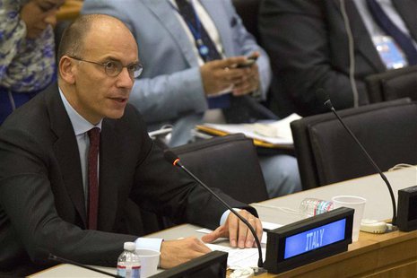 Italy's Prime Minister Enrico Letta speaks during a news conference following his address to the high-level meeting on Islamist groups in th Italy's Prime Minister Enrico Letta speaks during a news conference following his address to the high-level meeting on Islamist groups in th