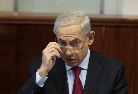 Israel's Prime Minister Benjamin Netanyahu attends the weekly cabinet meeting in Jerusalem September 17, 2013. REUTERS/Ammar Awad Israel's Prime Minister Benjamin Netanyahu attends the weekly cabinet meeting in Jerusalem September 17, 2013. REUTERS/Ammar Awad