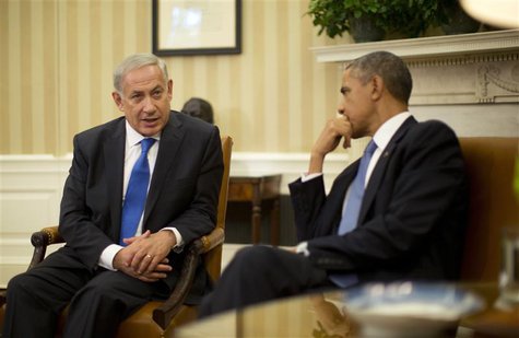 President Barack Obama meets with Israeli Prime Minister Benjamin Netanyahu (L) in the Oval Office of the White House in Washington, Septemb President Barack Obama meets with Israeli Prime Minister Benjamin Netanyahu (L) in the Oval Office of the White House in Washington, Septemb