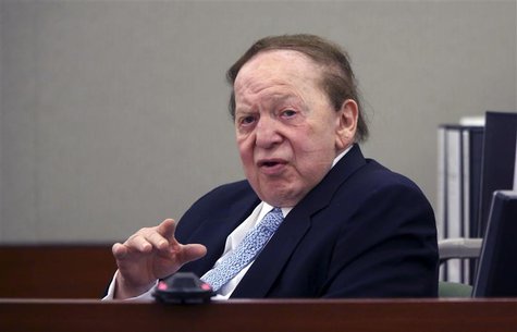 Las Vegas Sands Corp Chairman and Chief Executive Sheldon Adelson testifies on the witness stand at the Regional Justice Center in Las Vegas Las Vegas Sands Corp Chairman and Chief Executive Sheldon Adelson testifies on the witness stand at the Regional Justice Center in Las Vegas