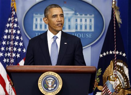U.S. President Barack Obama makes a statement to the press about the government shutdown in the briefing room of the White House in Washingt U.S. President Barack Obama makes a statement to the press about the government shutdown in the briefing room of the White House in Washingt