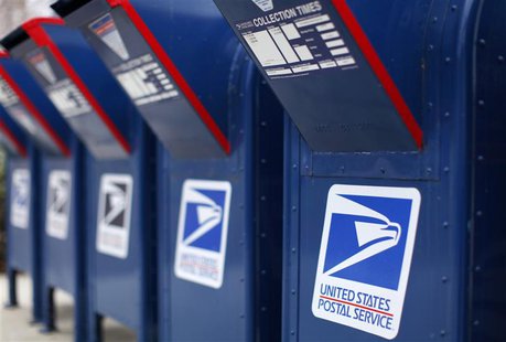 A view shows U.S. postal service mail boxes at a post office in Encinitas, California February 6, 2013. REUTERS/Mike Blake A view shows U.S. postal service mail boxes at a post office in Encinitas, California February 6, 2013. REUTERS/Mike Blake