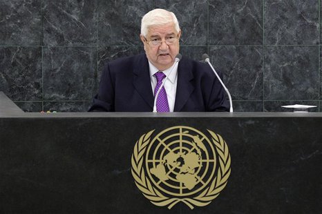Syrian Foreign Minister Walid al-Moualem addresses the 68th session of the United Nations General Assembly in New York September 30, 2013. R Syrian Foreign Minister Walid al-Moualem addresses the 68th session of the United Nations General Assembly in New York September 30, 2013. R