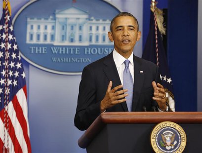 U.S. President Barack Obama makes a statement to the press in the briefing room of the White House in Washington September 30, 2013. REUTERS U.S. President Barack Obama makes a statement to the press in the briefing room of the White House in Washington September 30, 2013. REUTERS