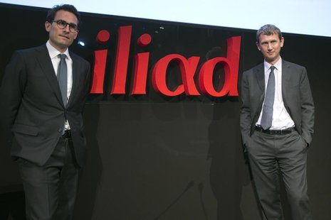 Maxime Lombardini (R), Chief Executive Officer of French broadband Internet provider Iliad, and Thomas Reynaud, Chief Financial Officer of I Maxime Lombardini (R), Chief Executive Officer of French broadband Internet provider Iliad, and Thomas Reynaud, Chief Financial Officer of I