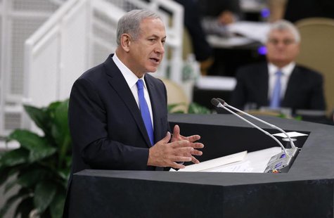 Benjamin Netanyahu, prime minister of Israel, addresses the 68th United Nations General Assembly at the U.N. headquarters in New York, Octob Benjamin Netanyahu, prime minister of Israel, addresses the 68th United Nations General Assembly at the U.N. headquarters in New York, Octob