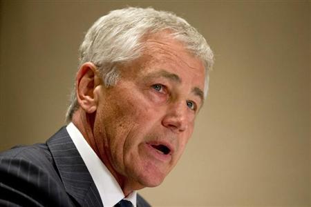 U.S. Secretary of Defense Chuck Hagel speaks to the media about the U.S. government shutdown, at his hotel in Seoul October 1, 2013.
Credit: Reuters/Jacquelyn Martin/Pool U.S. Secretary of Defense Chuck Hagel speaks to the media about the U.S. government shutdown, at his hotel in Seoul October 1, 2013.
Credit: Reuters/Jacquelyn Martin/Pool