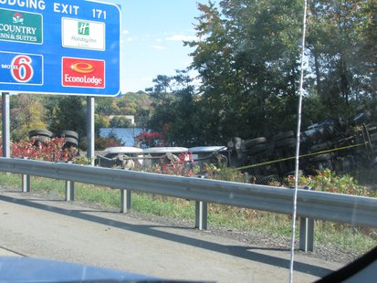 Semi truck crash 10/1/13 on Highway 29 Rothschild, by the Wisconsin River Bridge Semi truck crash 10/1/13 on Highway 29 Rothschild, by the Wisconsin River Bridge