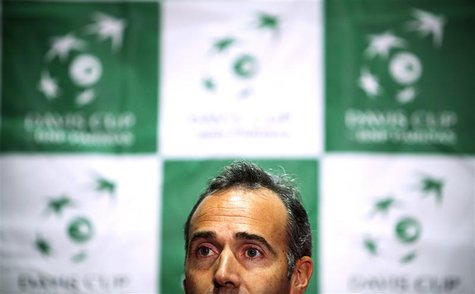 Team Spain's head coach Alex Corretja attends a news conference before the Davis Cup tennis tournament in Vancouver, British Columbia Januar Team Spain's head coach Alex Corretja attends a news conference before the Davis Cup tennis tournament in Vancouver, British Columbia Januar