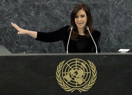 Argentina's President Cristina Fernandez addresses the 68th United Nations General Assembly at UN headquarters in New York September 24,2013 Argentina's President Cristina Fernandez addresses the 68th United Nations General Assembly at UN headquarters in New York September 24,2013