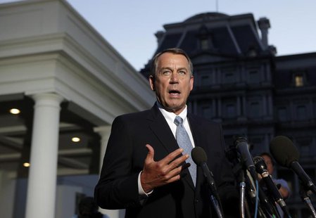 U.S. House Speaker John Boehner (R-OH) speaks to the media following his meeting with U.S. President Barack Obama, outside the West Wing of U.S. House Speaker John Boehner (R-OH) speaks to the media following his meeting with U.S. President Barack Obama, outside the West Wing of