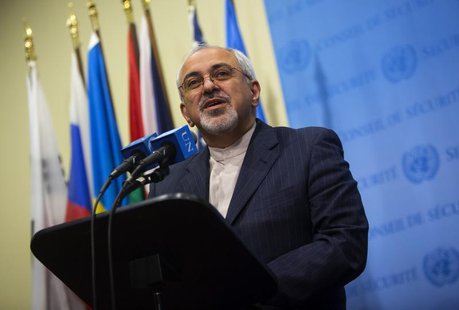 Iran's Foreign Minister Mohammad Javad Zarif speaks to the media after a meeting of the foreign ministers representing the permanent five me Iran's Foreign Minister Mohammad Javad Zarif speaks to the media after a meeting of the foreign ministers representing the permanent five me