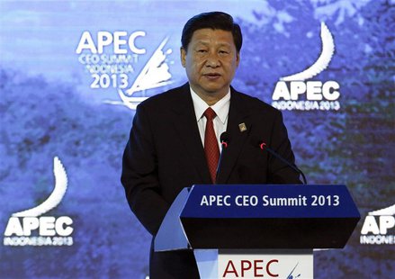 China's President Xi Jinping speaks at the Asia-Pacific Economic Cooperation (APEC) CEO Summit in Nusa Dua, on the Indonesian resort island China's President Xi Jinping speaks at the Asia-Pacific Economic Cooperation (APEC) CEO Summit in Nusa Dua, on the Indonesian resort island