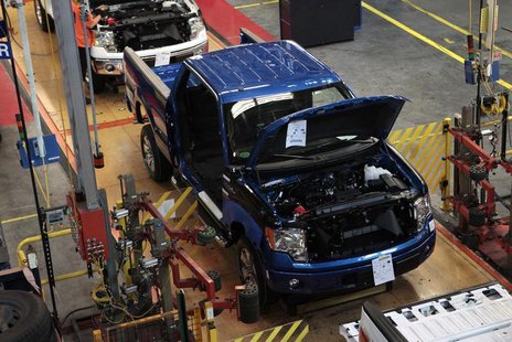 A 2014 Ford F-150 pick-up truck moves down the assembly line at the Ford Motor Dearborn Truck Plant in Dearborn, Michigan September 16, 2013 A 2014 Ford F-150 pick-up truck moves down the assembly line at the Ford Motor Dearborn Truck Plant in Dearborn, Michigan September 16, 2013