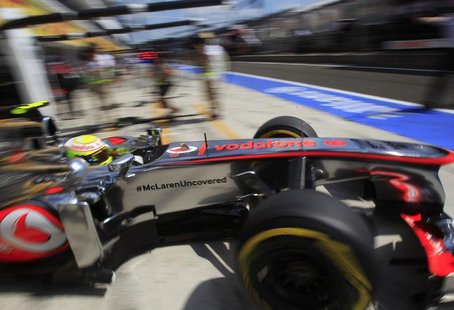 McLaren Formula One driver Sergio Perez of Mexico drives during the second practice session of the Hungarian F1 Grand Prix at the Hungarorin McLaren Formula One driver Sergio Perez of Mexico drives during the second practice session of the Hungarian F1 Grand Prix at the Hungarorin
