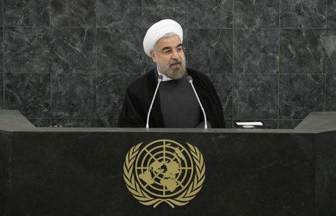 Iranian President Hassan Rouhani addresses a High-Level Meeting on Nuclear Disarmament during the 68th United Nations General Assembly at U. Iranian President Hassan Rouhani addresses a High-Level Meeting on Nuclear Disarmament during the 68th United Nations General Assembly at U.