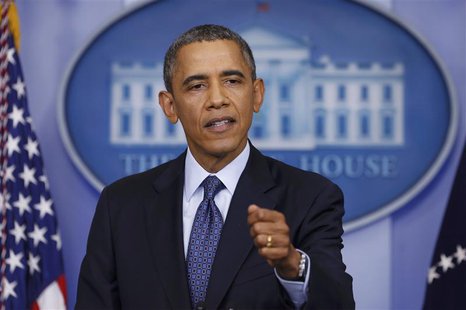 U.S. President Barack Obama speaks about the continuing government shutdown from the White House Briefing Room in Washington, October 8, 201 U.S. President Barack Obama speaks about the continuing government shutdown from the White House Briefing Room in Washington, October 8, 201