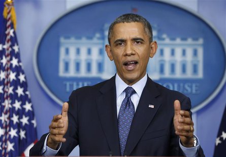 U.S. President Barack Obama discusses the continuing government shutdown during a news conference from the White House Briefing Room in Wash U.S. President Barack Obama discusses the continuing government shutdown during a news conference from the White House Briefing Room in Wash