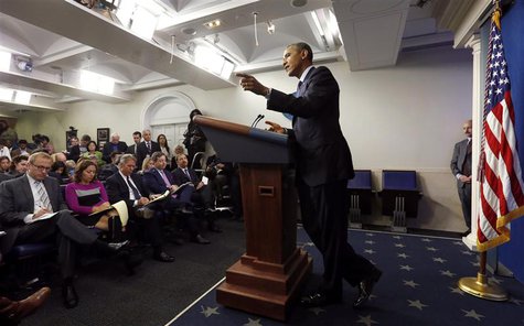 U.S. President Barack Obama holds a news conference about the federal government shutdown in the briefing room of the White House in Washing U.S. President Barack Obama holds a news conference about the federal government shutdown in the briefing room of the White House in Washing