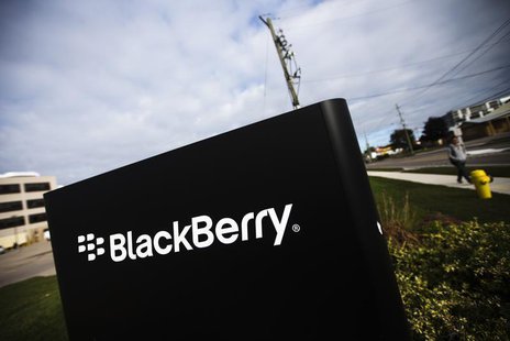 A man walks by a Blackberry sign at the Blackberry campus in Waterloo, September 23, 2013. REUTERS/Mark Blinch A man walks by a Blackberry sign at the Blackberry campus in Waterloo, September 23, 2013. REUTERS/Mark Blinch