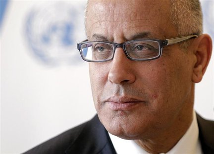 Libyan Prime Minister Ali Zeidan pauses after his address to the 22nd session of the Human Rights Council at the United Nations in Geneva, i Libyan Prime Minister Ali Zeidan pauses after his address to the 22nd session of the Human Rights Council at the United Nations in Geneva, i