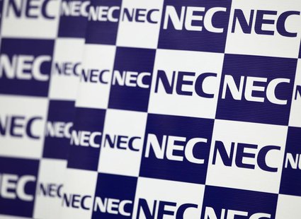 NEC Corp's logos are pictured during a news conference in Tokyo October 26, 2012. REUTERS/Yuriko Nakao NEC Corp's logos are pictured during a news conference in Tokyo October 26, 2012. REUTERS/Yuriko Nakao
