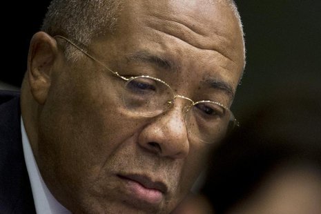 Former Liberian President Charles Taylor appears in court at the Special Court for Sierra Leone in Leidschendam, western Netherlands, Januar Former Liberian President Charles Taylor appears in court at the Special Court for Sierra Leone in Leidschendam, western Netherlands, Januar
