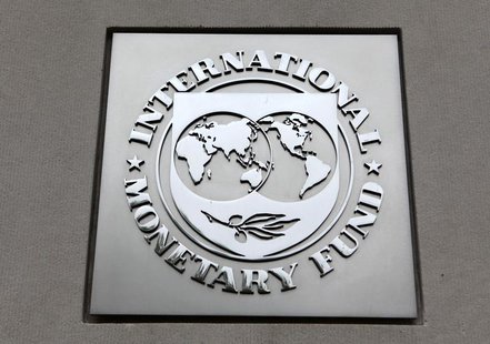 The International Monetary Fund (IMF) logo is seen at the IMF headquarters building during the 2013 Spring Meeting of the International Mone The International Monetary Fund (IMF) logo is seen at the IMF headquarters building during the 2013 Spring Meeting of the International Mone