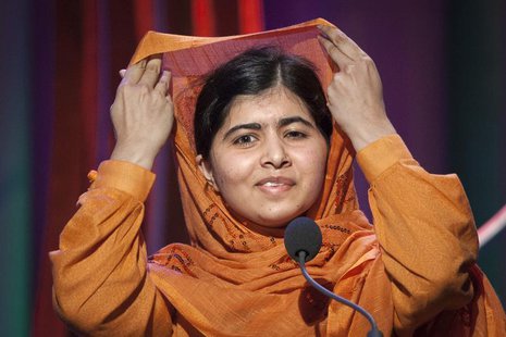 Malala Yousafzai gives a speech after receiving the "Leadership in Civil Society" award at the Clinton Global Initiative 2013 (CGI) in New Y Malala Yousafzai gives a speech after receiving the "Leadership in Civil Society" award at the Clinton Global Initiative 2013 (CGI) in New Y