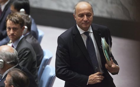 France's Minister of Foreign Affairs Laurent Fabius walks out during a Security Council meeting on small arms, during the 68th United Nation France's Minister of Foreign Affairs Laurent Fabius walks out during a Security Council meeting on small arms, during the 68th United Nation