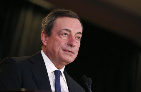 Mario Draghi, President of the European Central Bank, addresses the Economic Club of New York luncheon in New York City, October 10, 2013. R Mario Draghi, President of the European Central Bank, addresses the Economic Club of New York luncheon in New York City, October 10, 2013. R