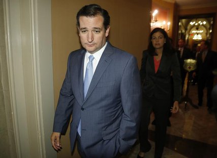 U.S. Senator Ted Cruz (R-TX) departs after a meeting with fellow Republican senators at the U.S. Capitol in Washington, September 30, 2013. U.S. Senator Ted Cruz (R-TX) departs after a meeting with fellow Republican senators at the U.S. Capitol in Washington, September 30, 2013.
