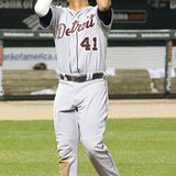 Víctor Martínez #41 of the Detroit Tigers celebrates after hitting a home run in the fifth inning against the Baltimore Orioles at Oriole Park at Camden Yards on April 6, 2011 in Baltimore, Maryland. The Tigers won the game 7-3. Víctor Martínez #41 of the Detroit Tigers celebrates after hitting a home run in the fifth inning against the Baltimore Orioles at Oriole Park at Camden Yards on April 6, 2011 in Baltimore, Maryland. The Tigers won the game 7-3.