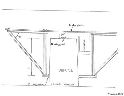 A diagram of steel truss towers to be installed at the sagging section of the Leo Frigo Bridge in Green Bay. (Photo by: Wisconsin DOT). A diagram of steel truss towers to be installed at the sagging section of the Leo Frigo Bridge in Green Bay. (Photo by: Wisconsin DOT).