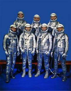 The original seven Mercury astronaut pose at NASA Langley Research Center in this undated NASA handout file photo. Back row from left, are: Alan Shepard, Virgil "Gus" Grissom and L. Gordon Cooper; front row, Walter Schirra, Donald "Deke" Slayton, John Glenn and Scott Carpenter. Carpenter, who orbited Earth in 1962, died October 10, 2013 in a Denver hospice center at age 88 of complications from a stroke, his wife Patty Carpenter said.
REUTERS/NASA/Handout The original seven Mercury astronaut pose at NASA Langley Research Center in this undated NASA handout file photo. Back row from left, are: Alan Shepard, Virgil "Gus" Grissom and L. Gordon Cooper; front row, Walter Schirra, Donald "Deke" Slayton, John Glenn and Scott Carpenter. Carpenter, who orbited Earth in 1962, died October 10, 2013 in a Denver hospice center at age 88 of complications from a stroke, his wife Patty Carpenter said.
REUTERS/NASA/Handout