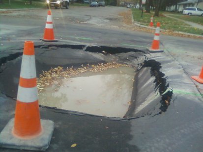 Sinkhole on Moorhead street Sinkhole on Moorhead street